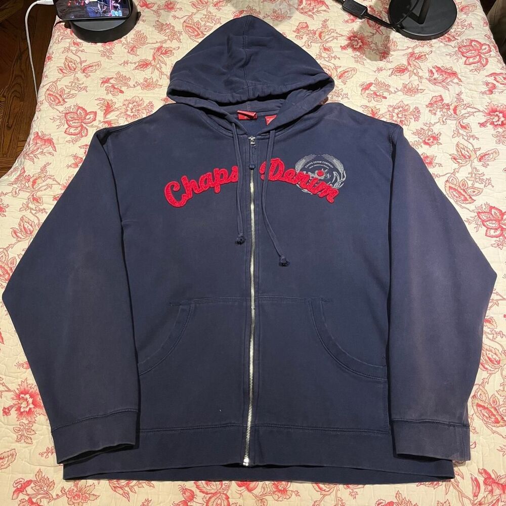 Chaps Men's Navy and Blue Hoodie